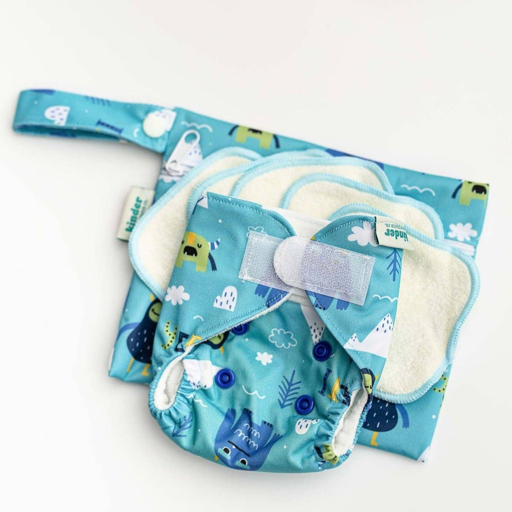 Reusable Doll Toy Diaper Set with 5 Mini Reusable Baby Wipes: Yeti Go!