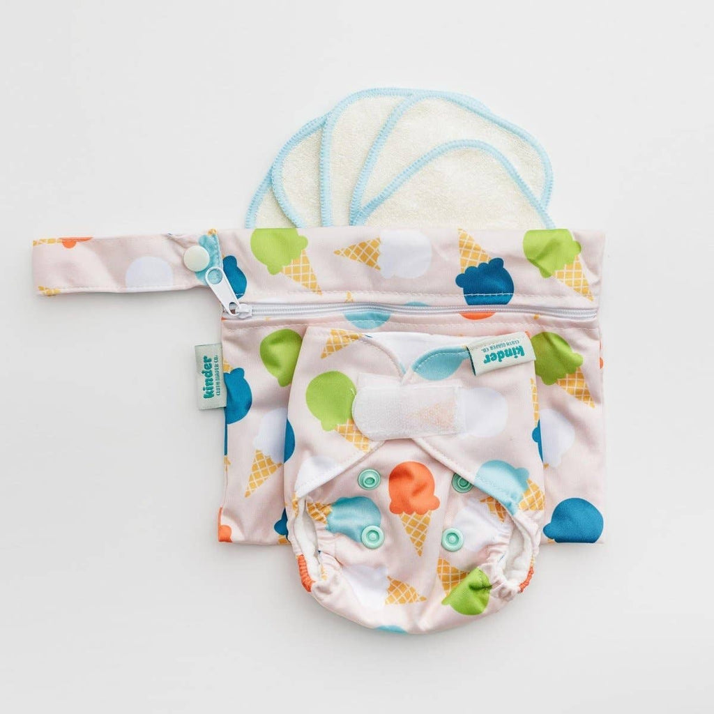 Reusable Doll Toy Diaper Set with 5 Mini Reusable Baby Wipes: Boardwalk