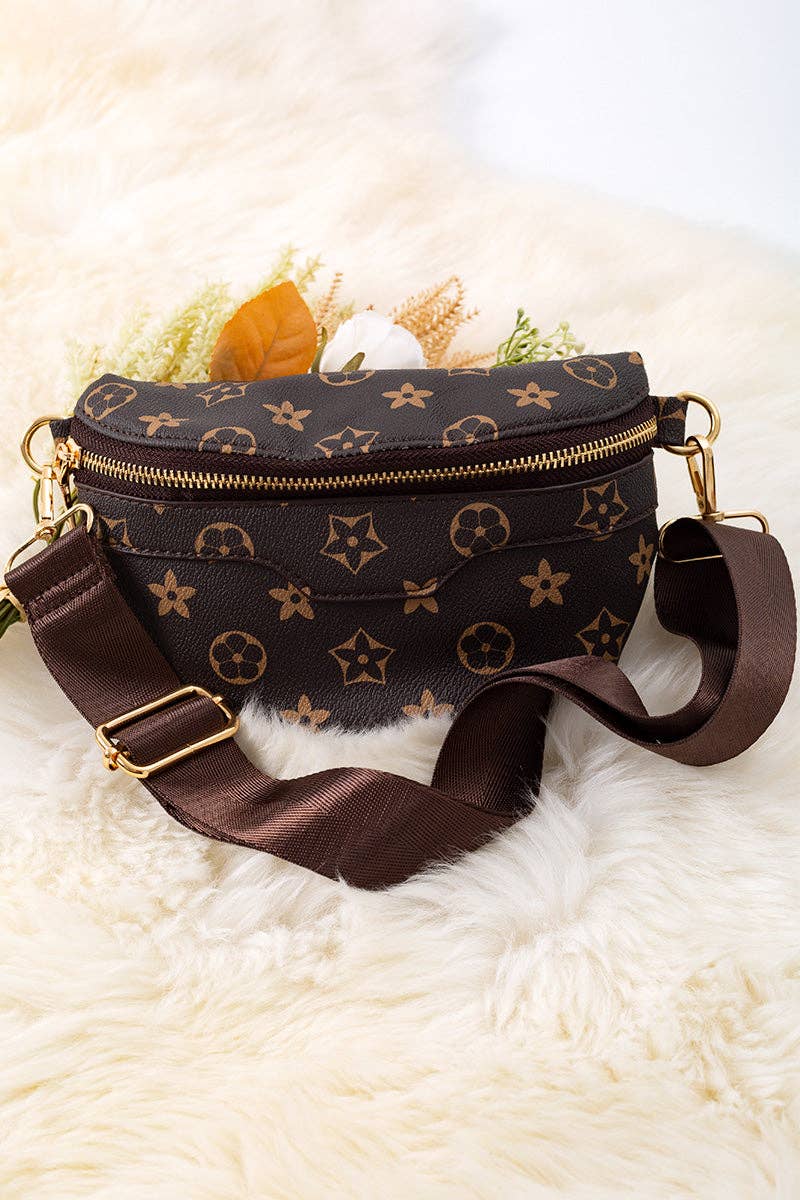 Monogram Inspired Crossbody - Brown