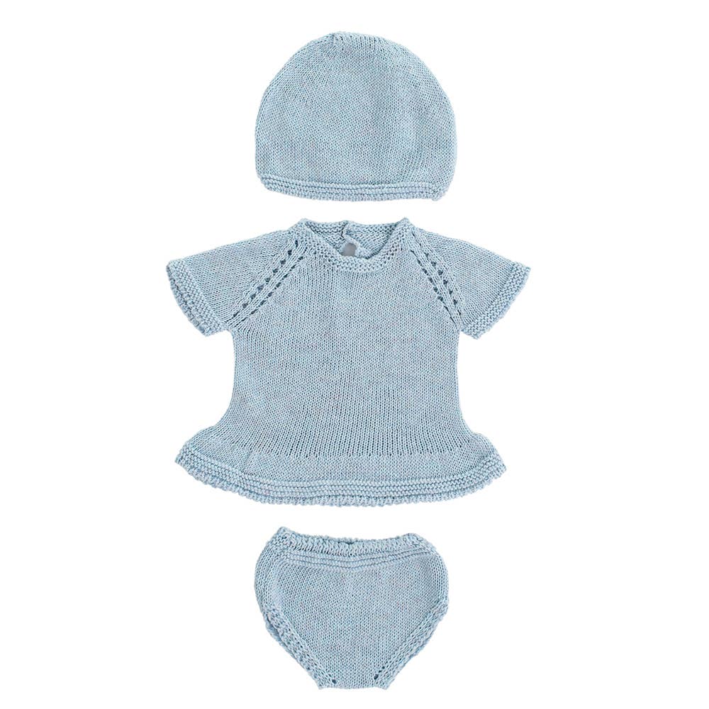 Small Full-Size Baby Knitted Dress & Hat Outfit Set (14-16")
