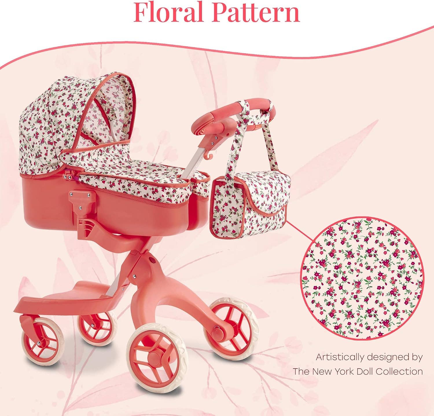 Deluxe Baby Doll Stroller with Matching Diaper Bag