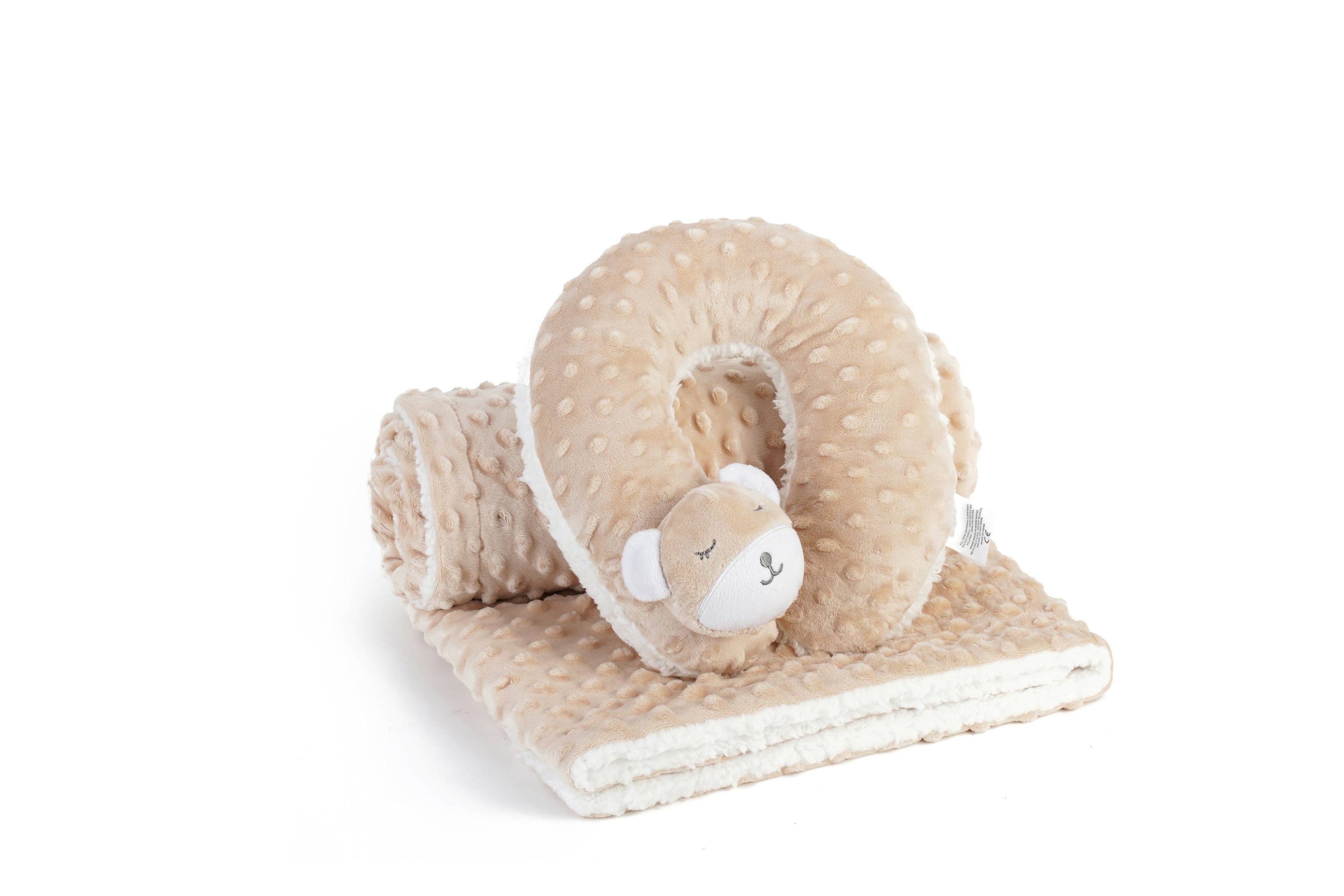 Baby Blanket with Neck Pillow: Beige