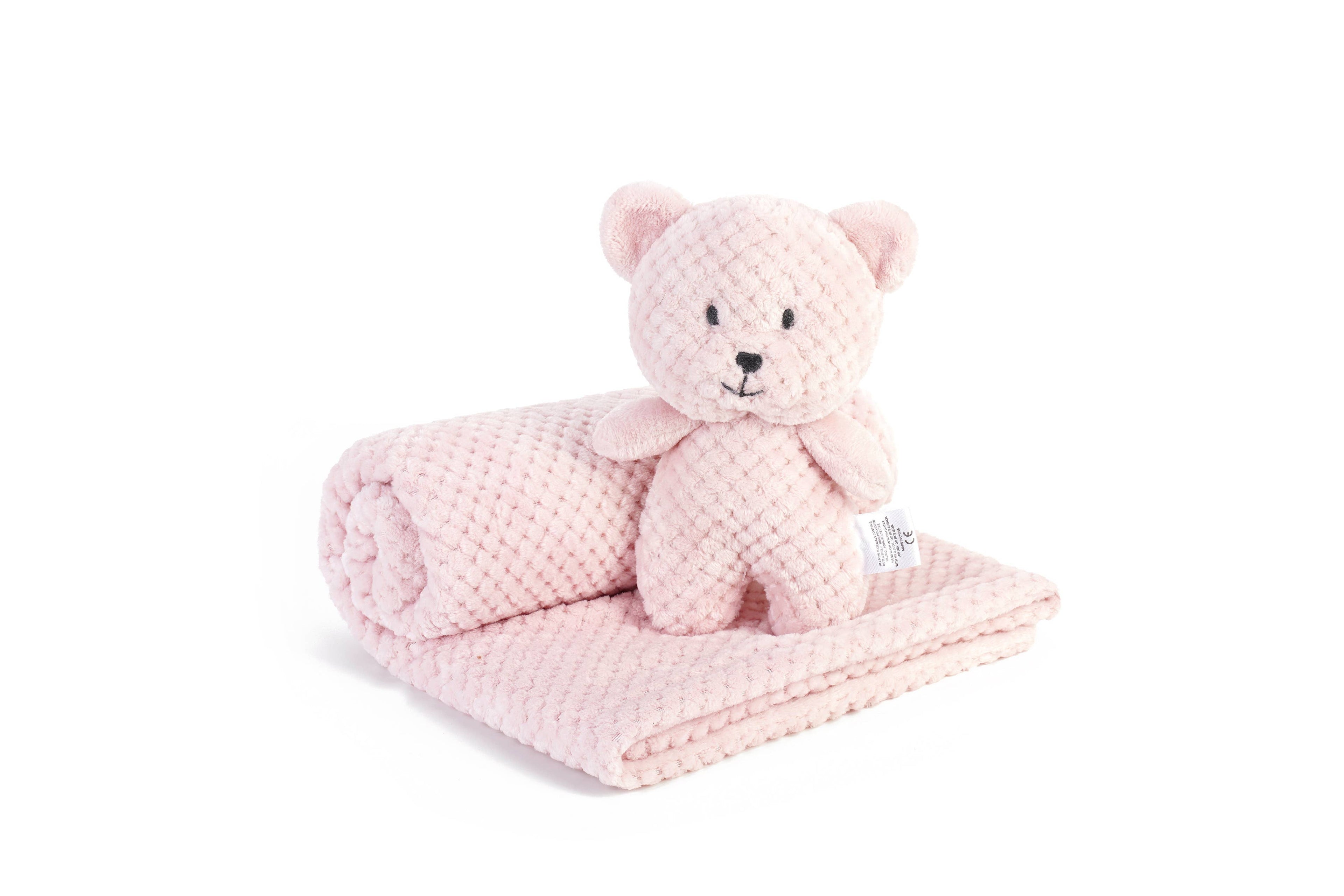 Baby Blanket with Bear Toy: Pink