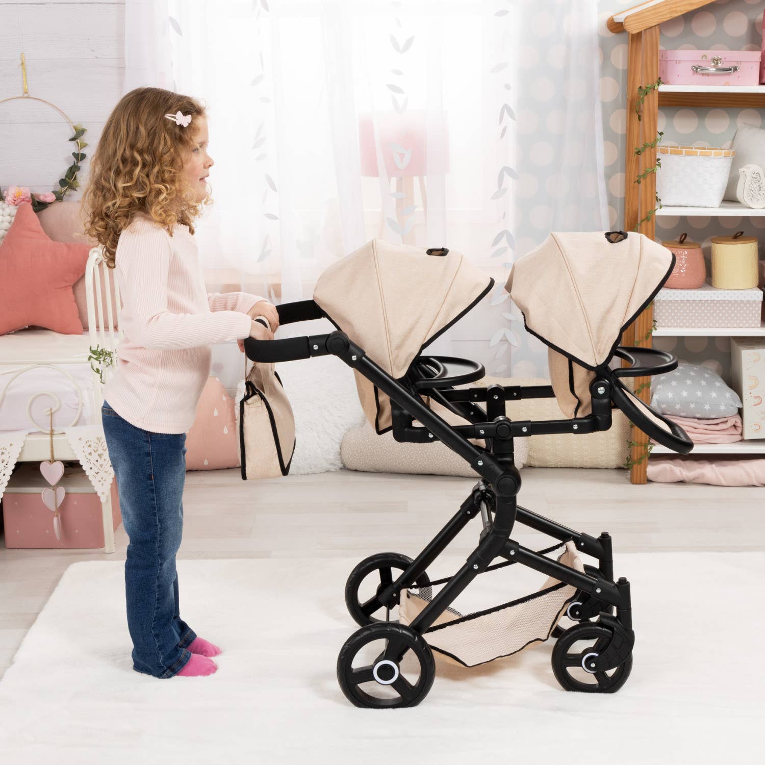 Twin Pram Neo - Beige & Black