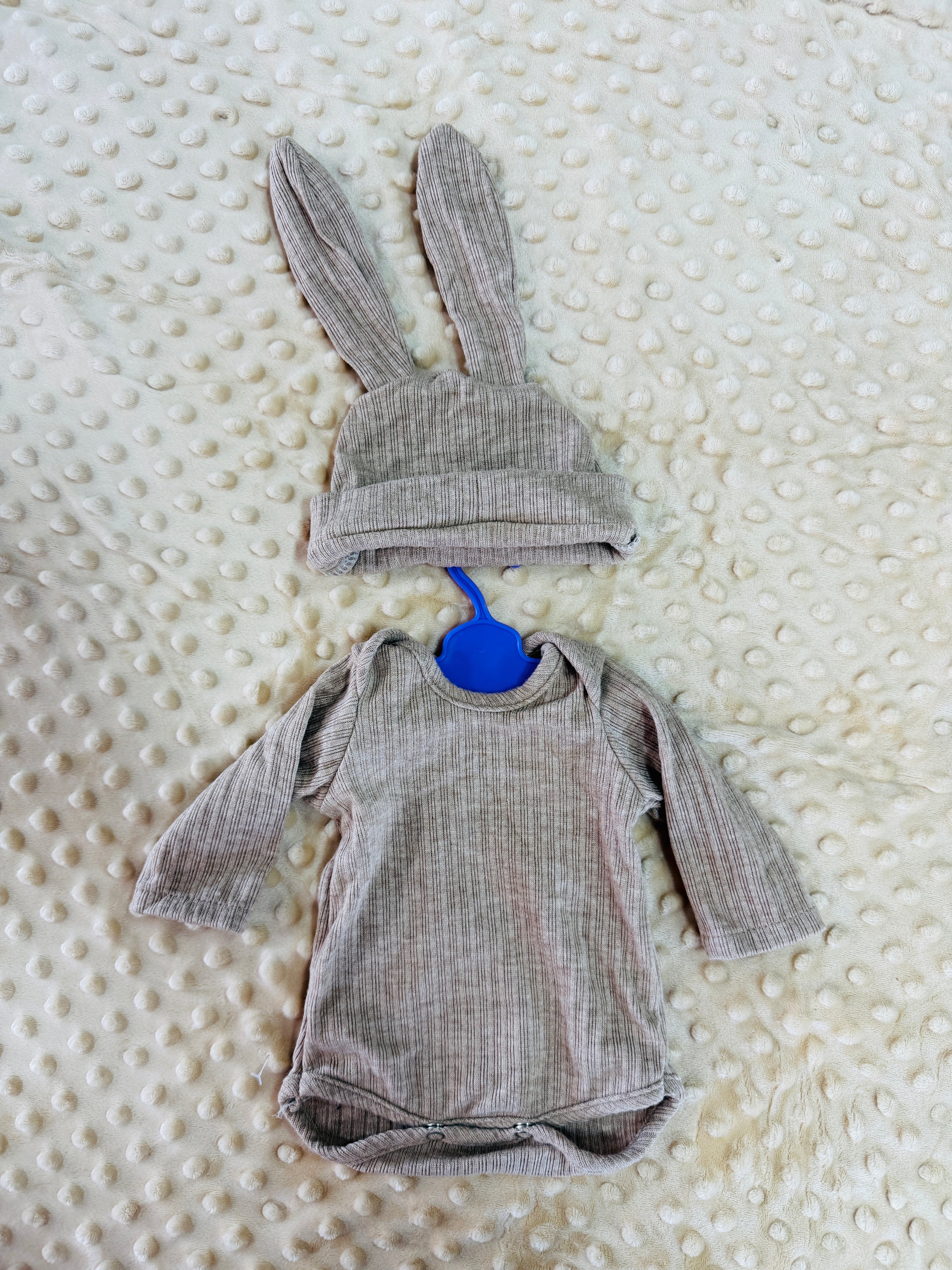 Jumper & Bunny Hat Set – Full Size 14–16" Silicone Baby Doll Outfit