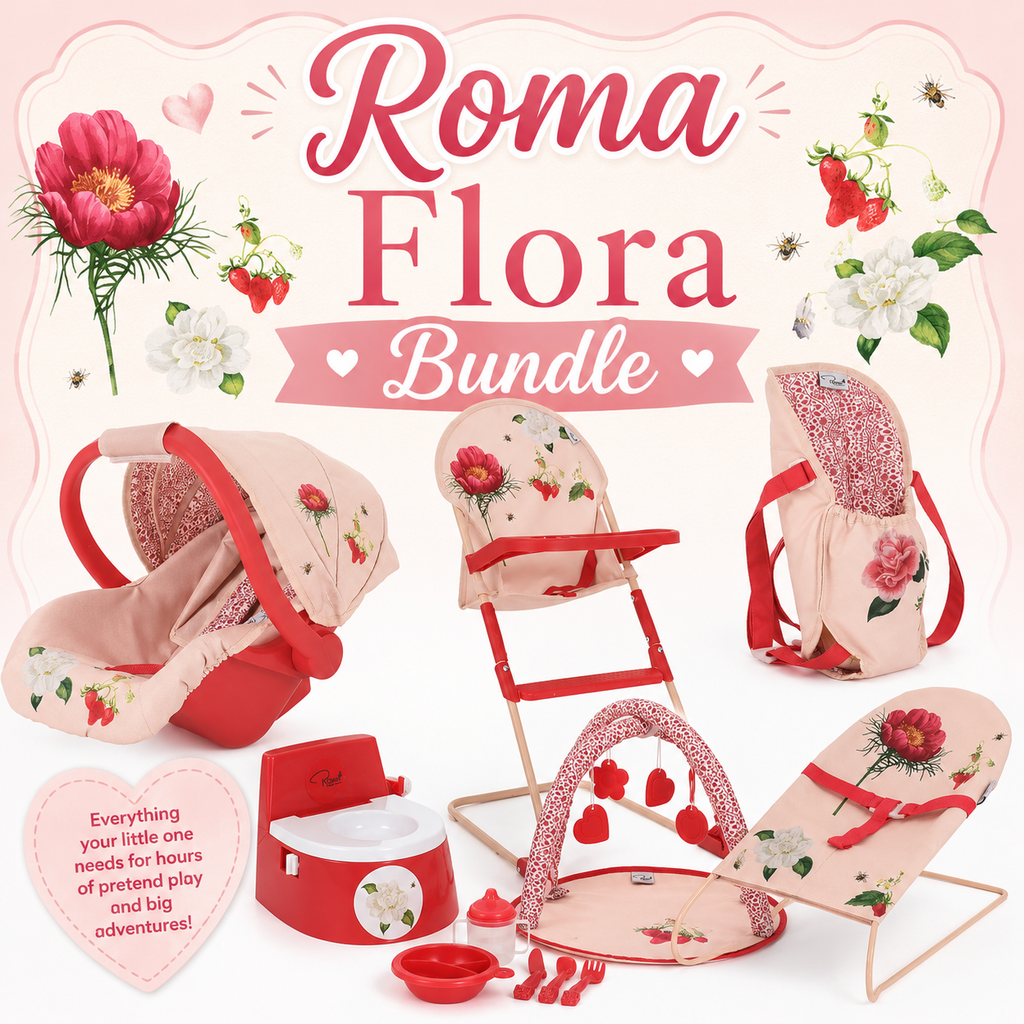Roma Flora Bundle – 10-Piece Nursery Playset, High Chair & Car Seat