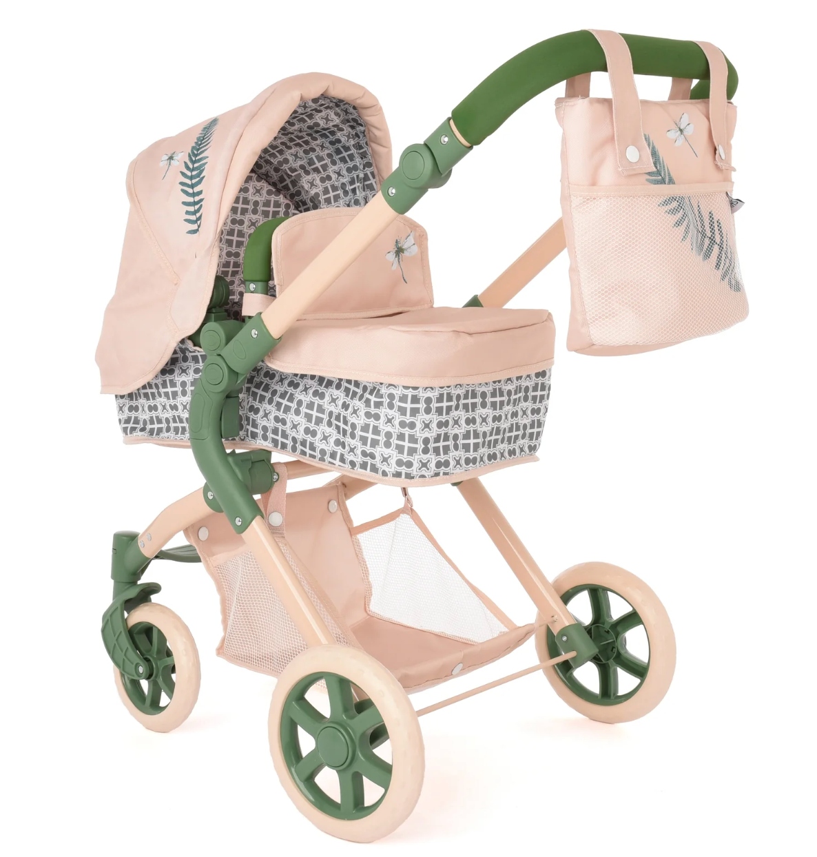 Roma Fern Bundle – Single Doll Pram & Bedside Crib Set