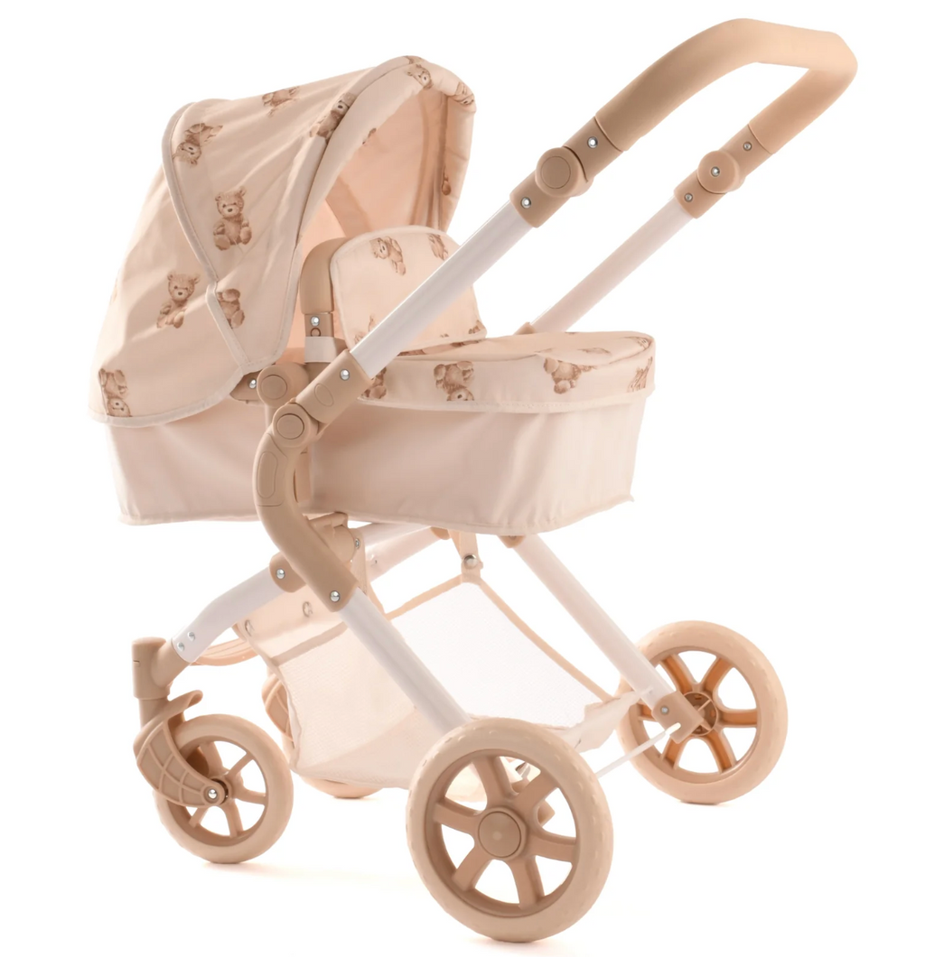 Roma Teddy Bear Bundle – Single Doll Pram & Bedside Crib Set