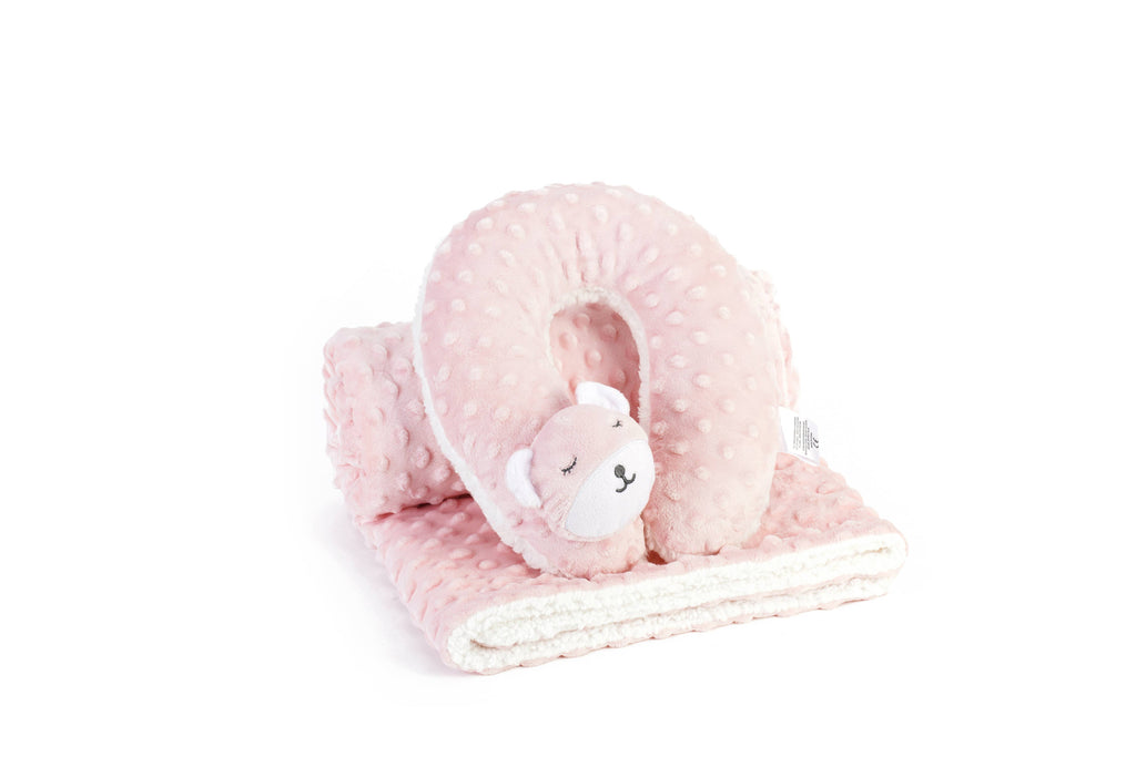 Baby Blanket with Neck Pillow: Pink