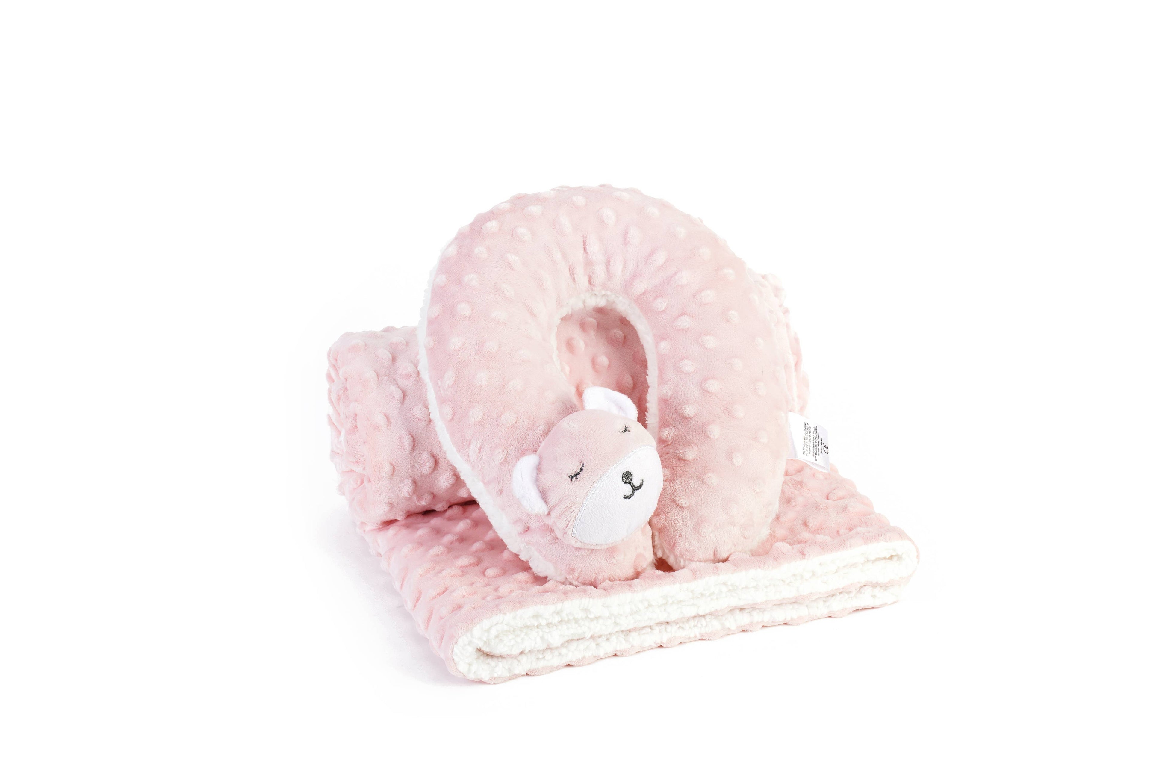 Baby Blanket with Neck Pillow: Pink