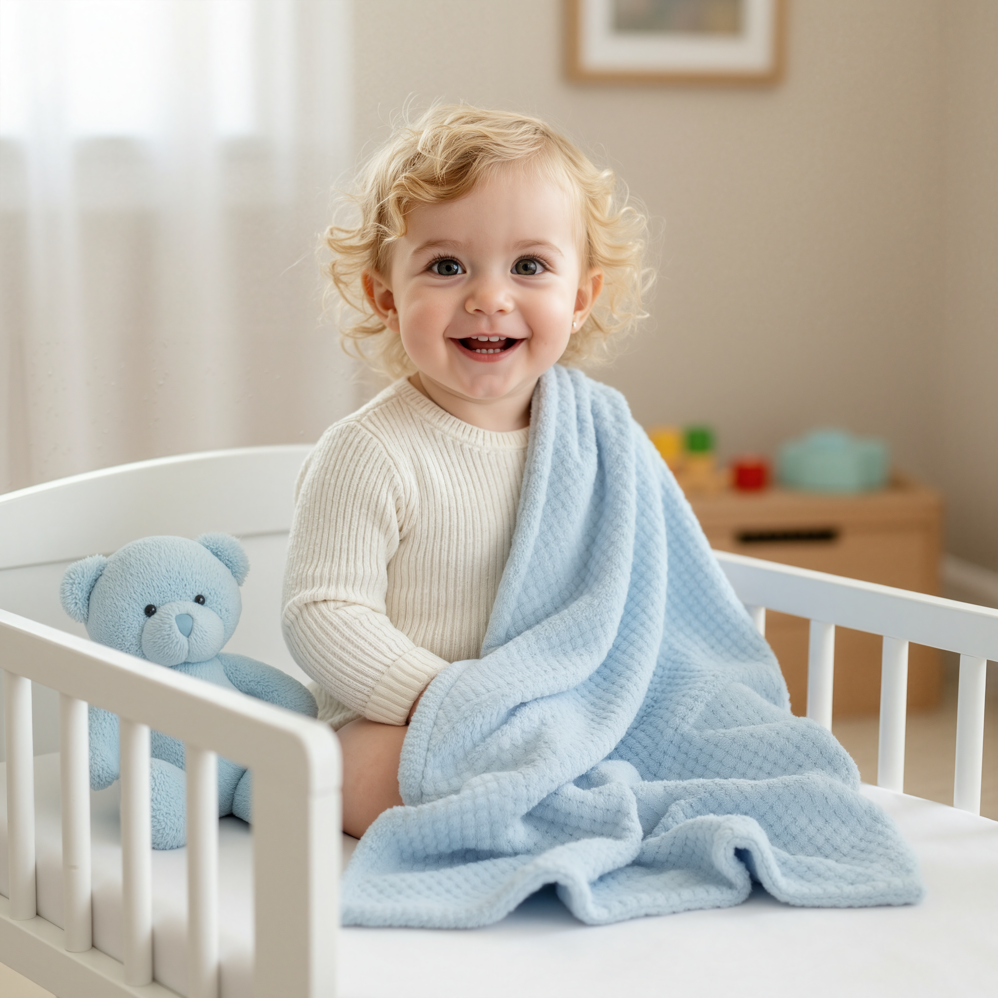Baby Blanket with Bear Toy: Pink