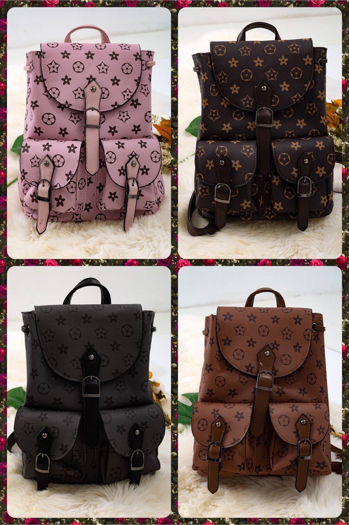Khaki Girls Pleather Mini Backpack | Stylish Mini Diaper Bag for Kids & Tweens