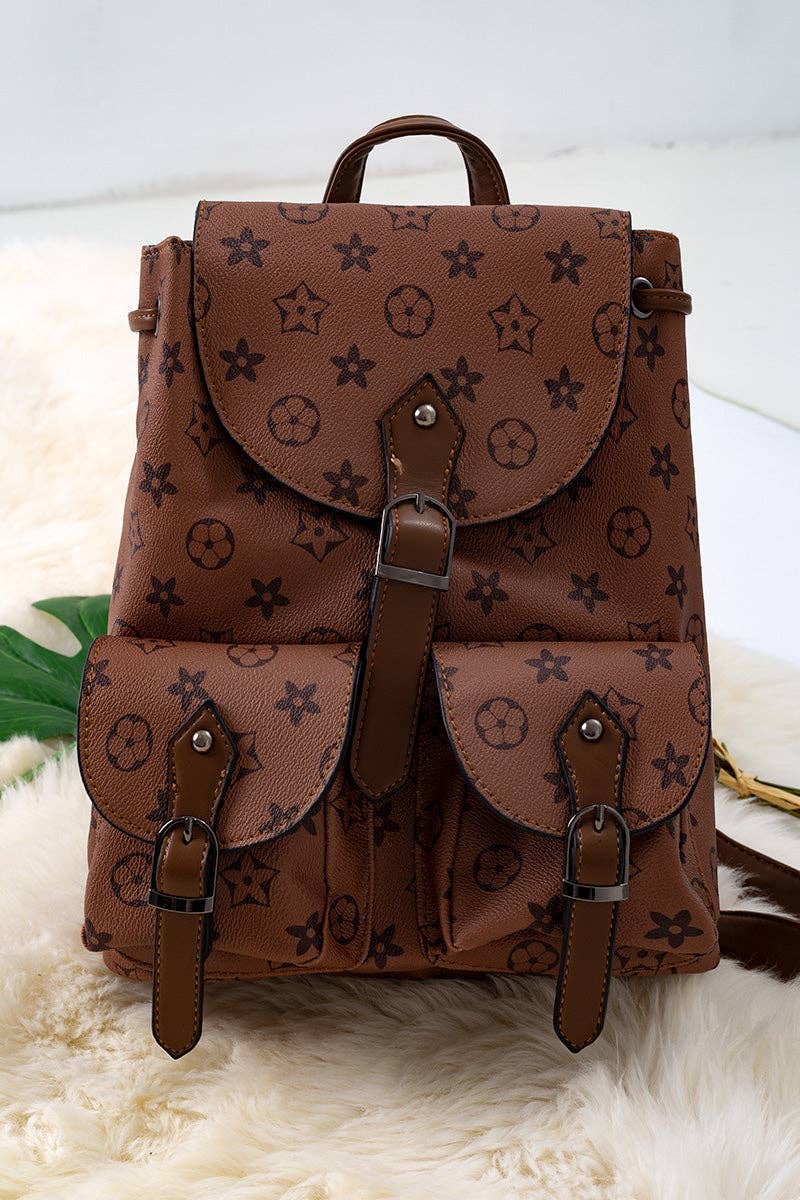 Khaki Girls Pleather Mini Backpack | Stylish Mini Diaper Bag for Kids & Tweens