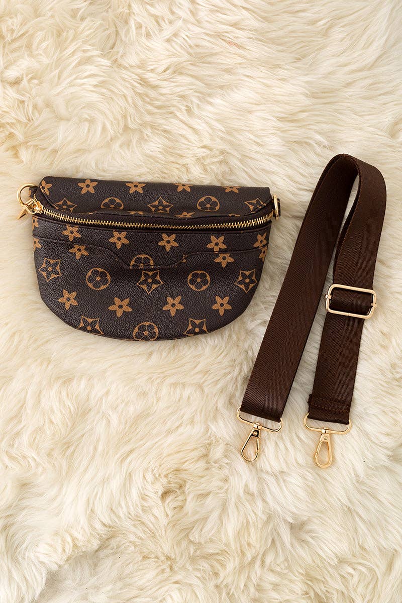 Monogram Inspired Crossbody - Brown