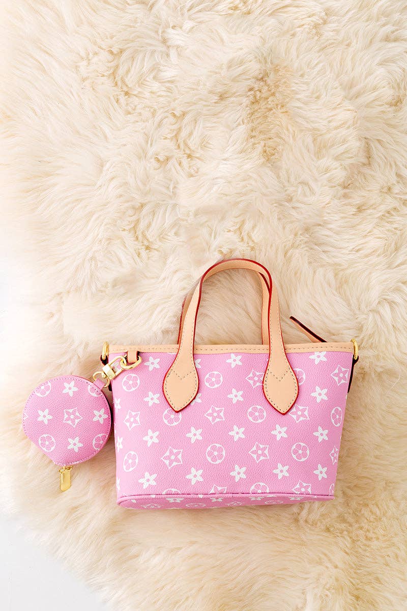 Monogram Inspired Diaper/Tote Bag - Pink