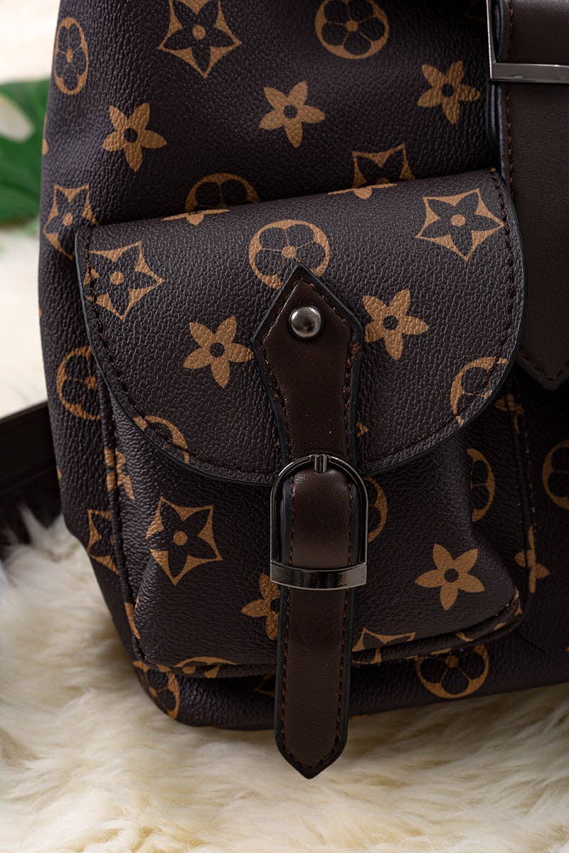 Khaki Girls Pleather Mini Backpack | Stylish Mini Diaper Bag for Kids & Tweens
