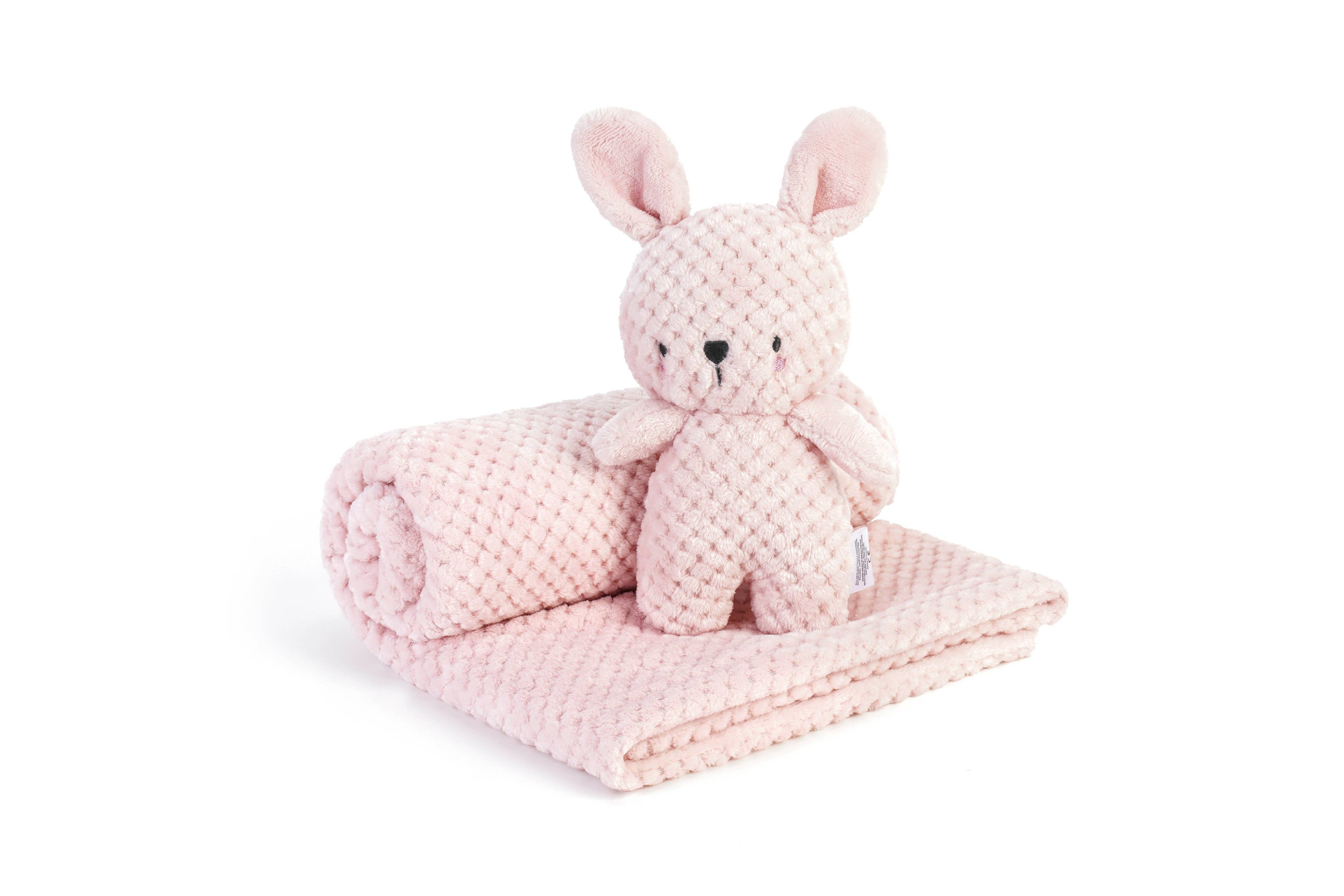Baby Blanket with Bunny Toy: Pink