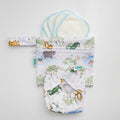 Reusable Doll Toy Diaper Set with 5 Mini Reusable Baby Wipes: Safari Adventure by Nice to Michiyo