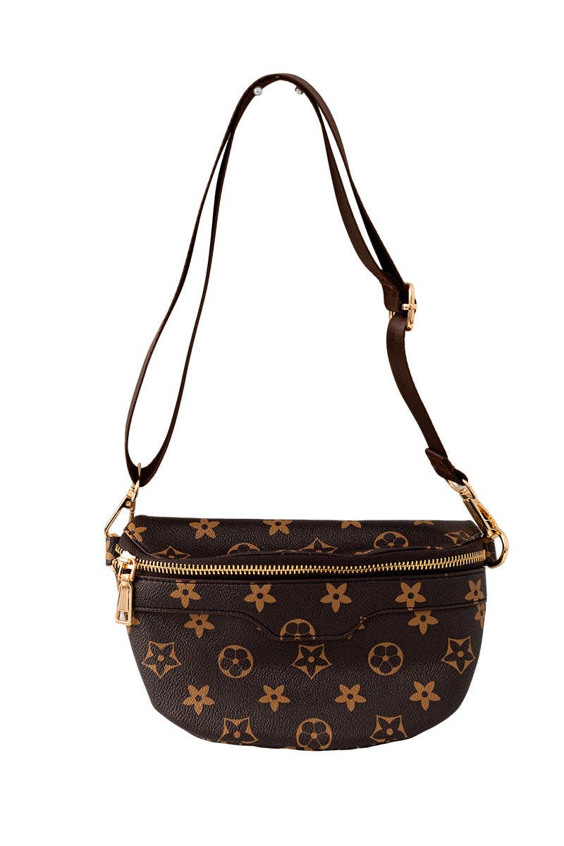 Monogram Inspired Crossbody - Brown