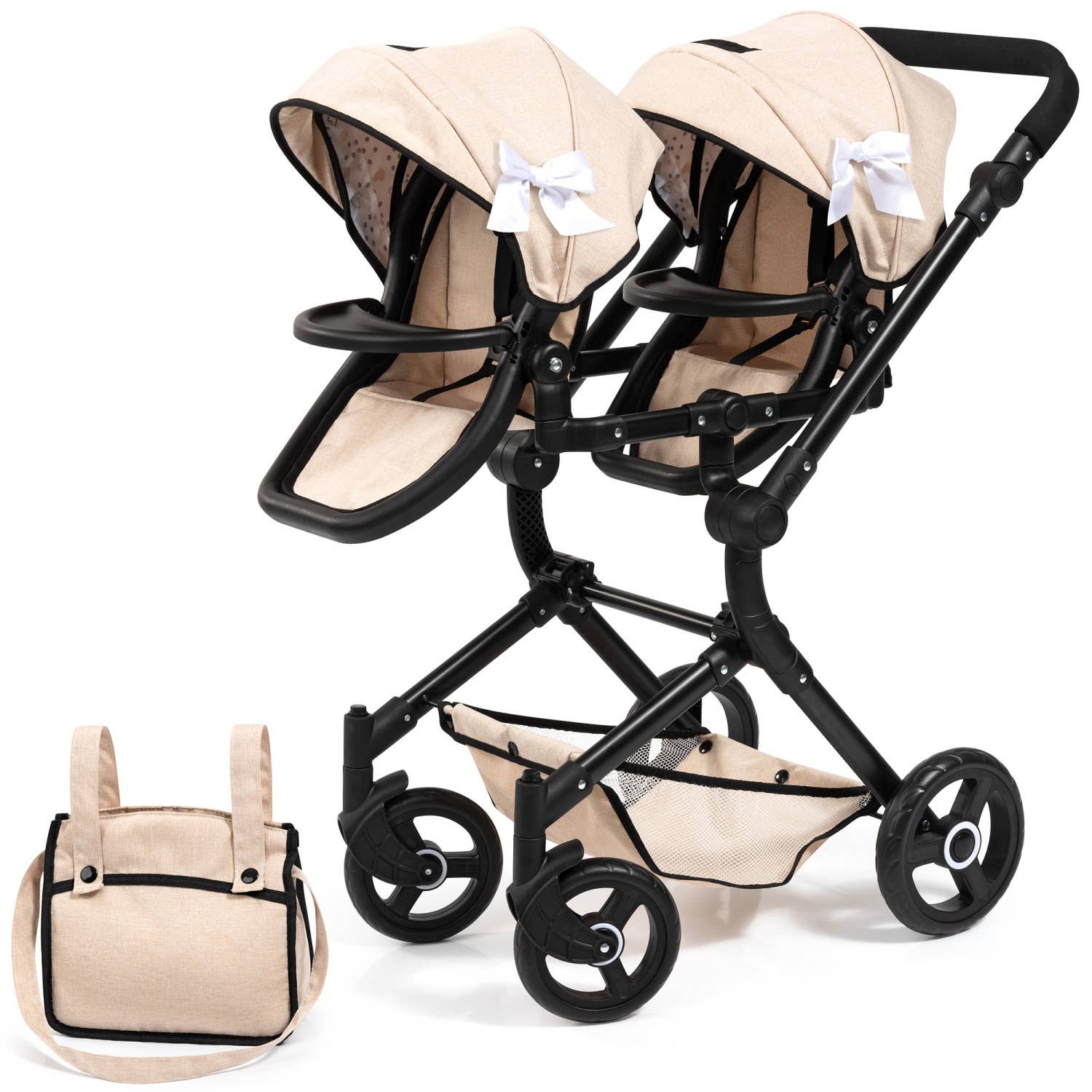 Twin Pram Neo - Beige & Black