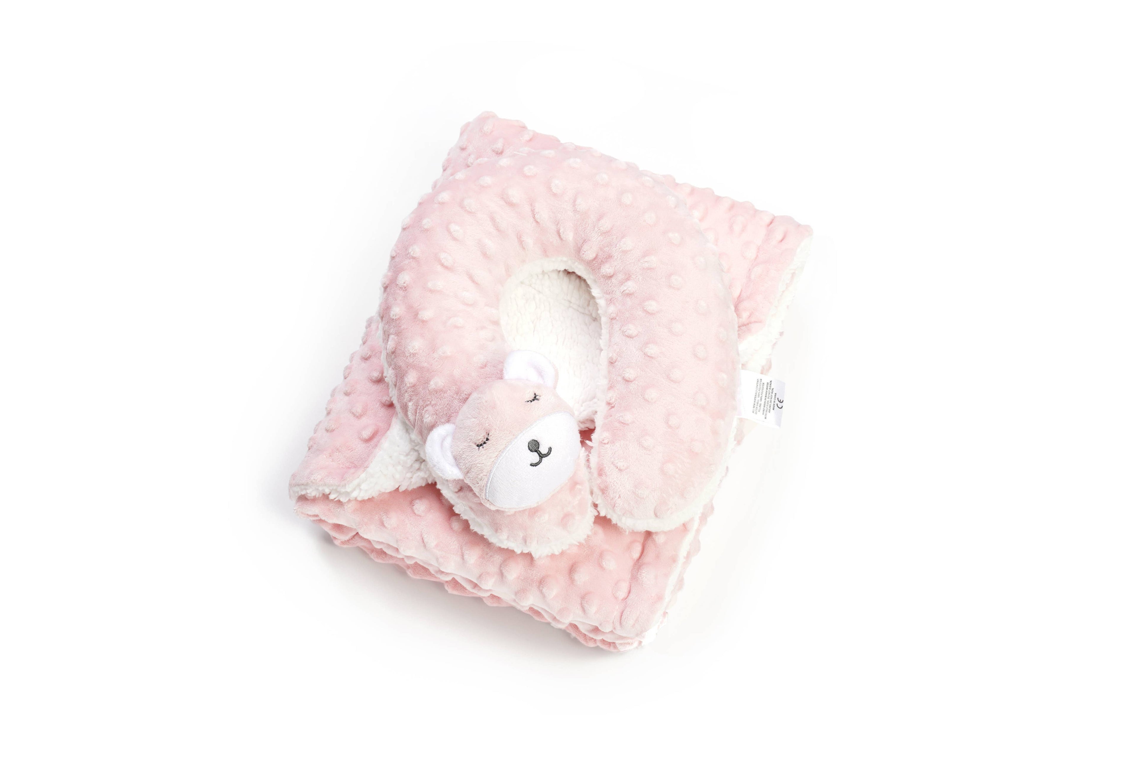 Baby Blanket with Neck Pillow: Pink