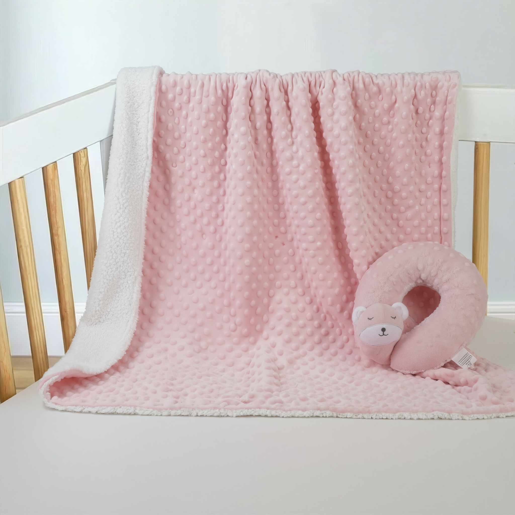 Baby Blanket with Neck Pillow: Beige