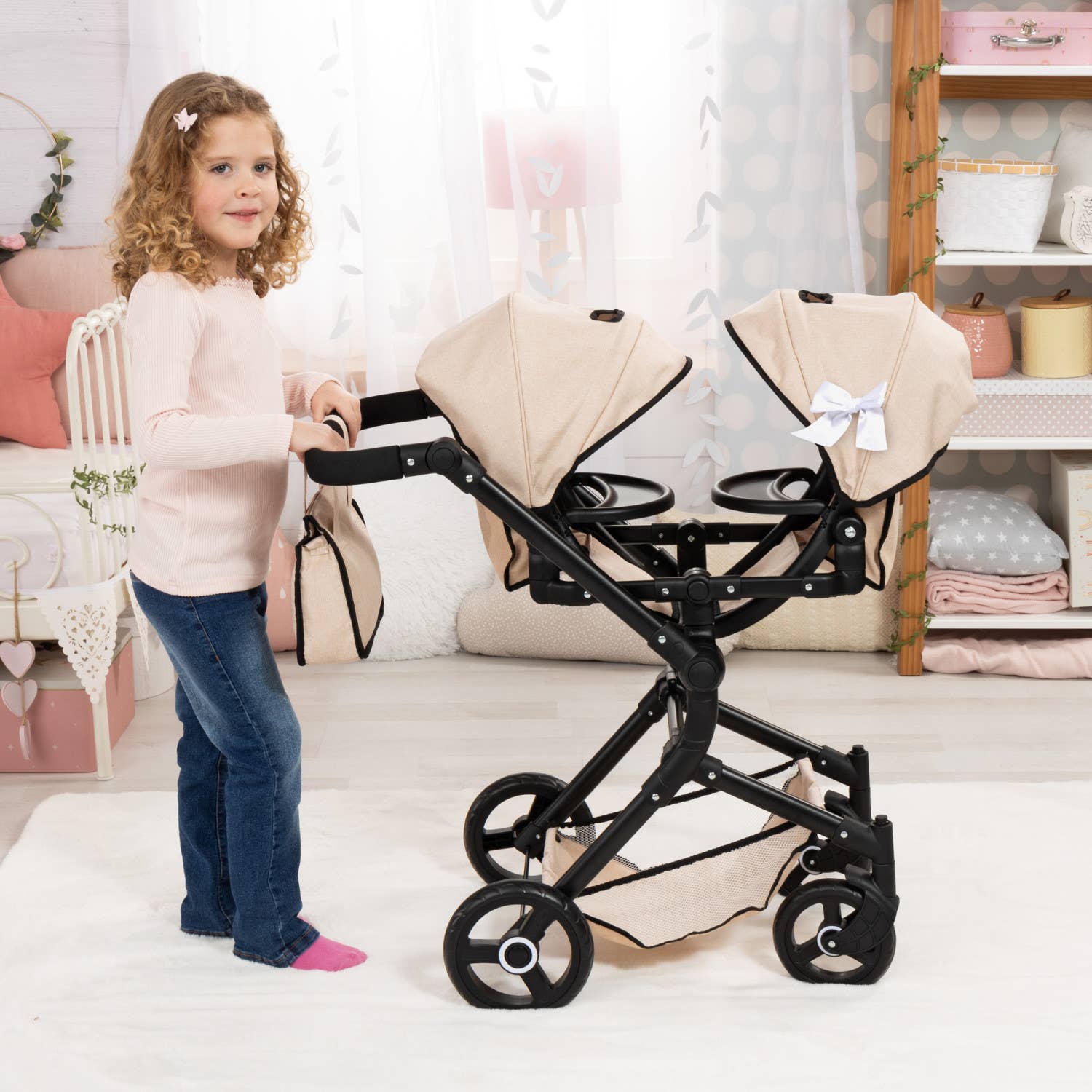 Twin Pram Neo - Beige & Black