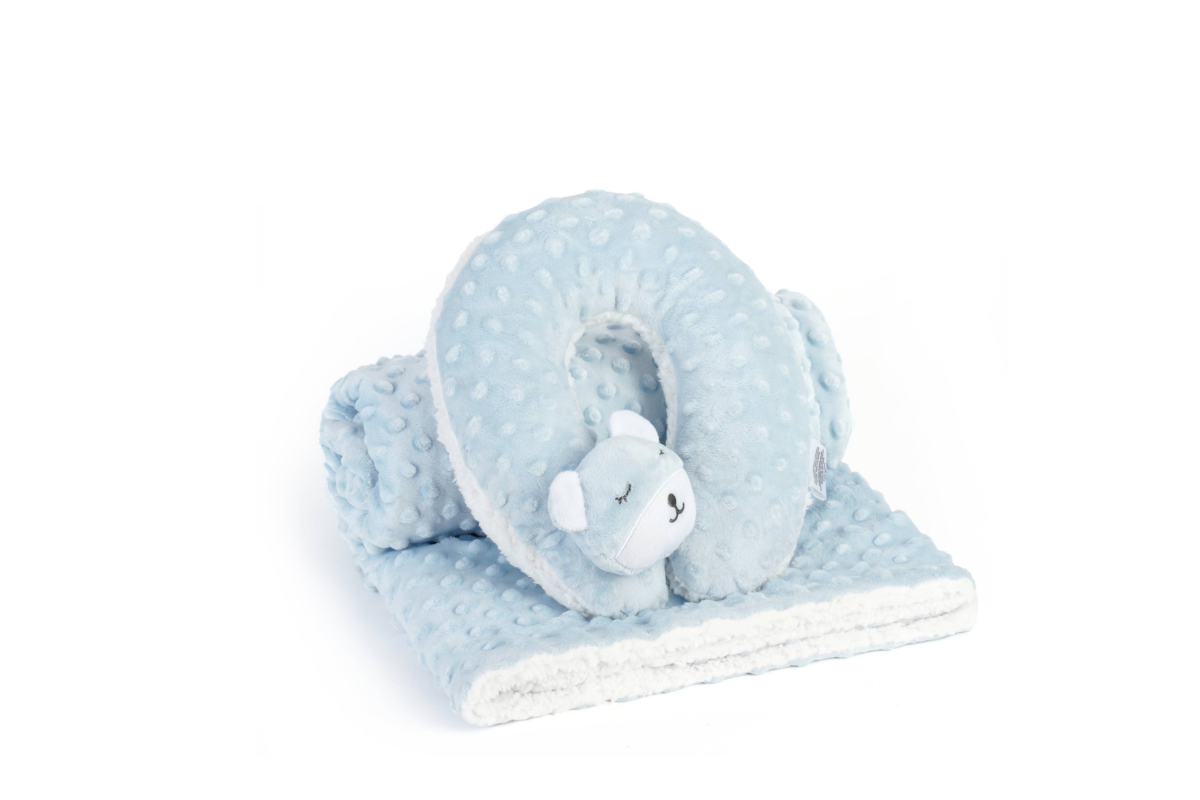 Baby Blanket with Neck Pillow: Blue