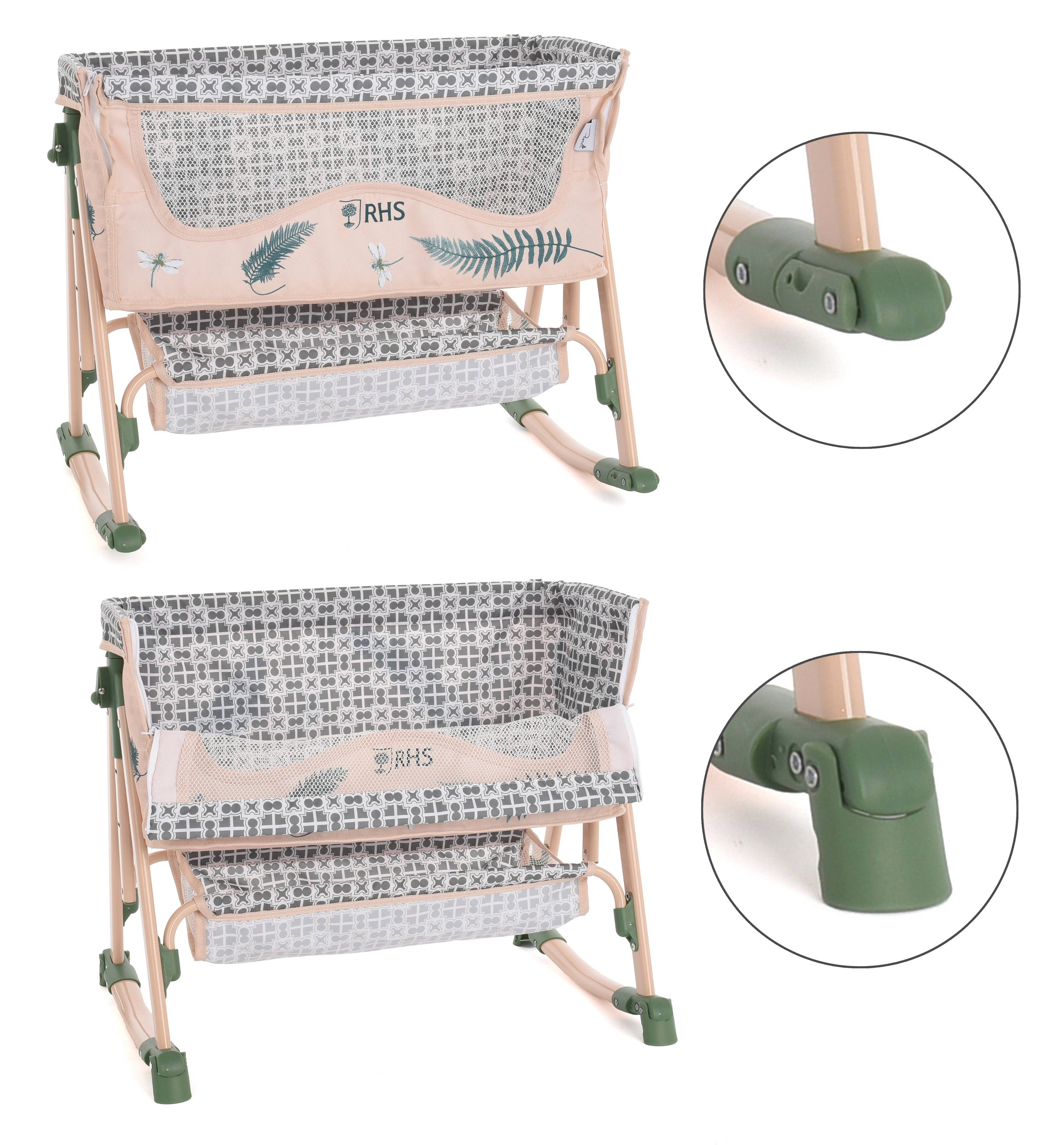 Roma Bedside Crib - Fern